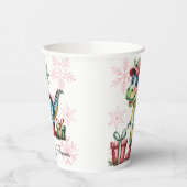 Christmas Blue Dino and Presents Boy Baby Shower 紙コップ (左)