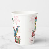 Christmas Blue Dino and Presents Boy Baby Shower 紙コップ (右)