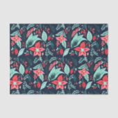 Christmas Blue Elegant Botanical Floral Holiday 薄葉紙 (正面)