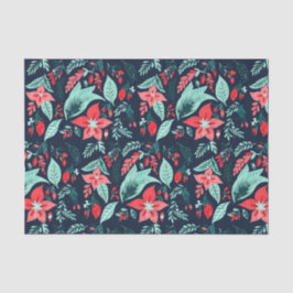 Christmas Blue Elegant Botanical Floral Holiday 薄葉紙