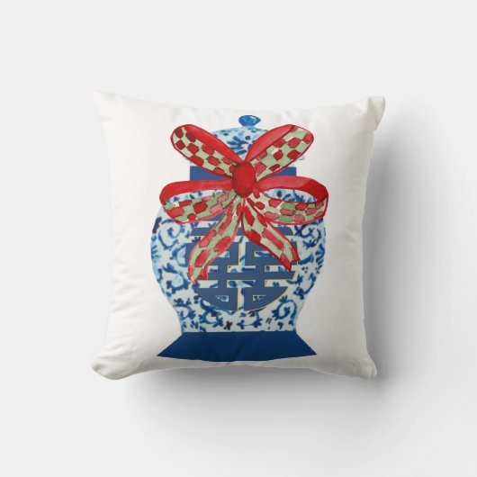 Christmas Blue Ginger Jar クッション (正面)