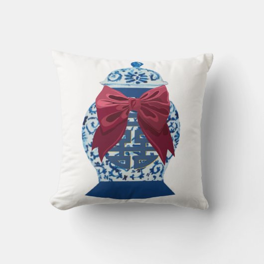 Christmas Blue Ginger Jar     クッション (正面)