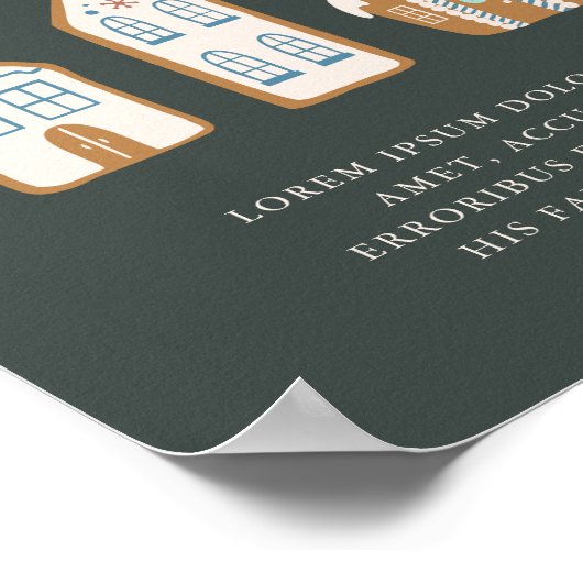 Christmas Blue Gingerbread House Custom Sign ポスター (角)