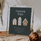 Christmas Blue Gingerbread House Custom Sign ポスター