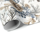 Christmas Blue Pine Cones   ラッピングペーパー (ロールコーナー)