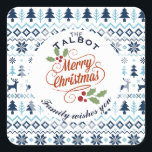 CHRISTMAS Blue Rシ伝統的ステッパーソナライズされたカー スクエアシール<br><div class="desc">ヴィンテージグラフィック(ホリー伝統的)のスクエア葉ステッカーでカスタマイズ可能なメリークリスマス。青と白の背景の美しいラップランドのスタイルパターン上のあなたの名前とメッセージ。マッチンパーソナライズされたグのクリスマスクラフト製品、紙ナプキン、紙プレートなど…他のモデルも利用可能。</div>