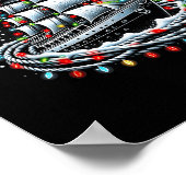 Christmas Boating Sailing Cruise Boat Surrounded B ポスター (角)