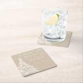 Christmas Boho Beige Neutral Baby Shower スクエアペーパーコースター (インサイチュ)