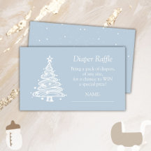 Christmas Boho Blue Baby Boy Shower Diaper Raffle