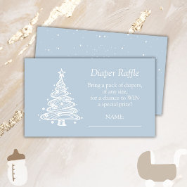 Christmas Boho Blue Baby Boy Shower Diaper Raffle エンクロージャーカード