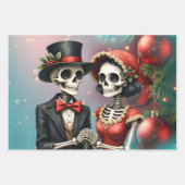 Christmas Bone Romance, A festive skeleton couple. ラッピングペーパーシート (正面)