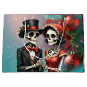 Christmas Bone Romance, A festive skeleton couple. ラージペーパーバッグ (正面)
