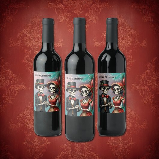 Christmas Bone Romance, A festive skeleton couple. ワインラベル