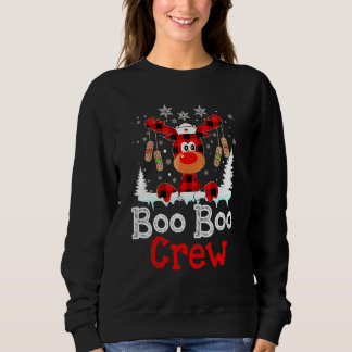 Christmas Boo Boo Crew Reindeer Nurse Buffalo Plai スウェットシャツ