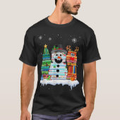 Christmas Book Lover Snowman Design Tシャツ (正面)