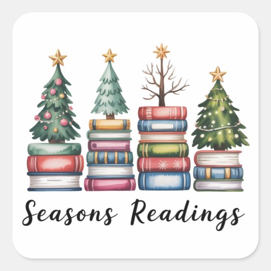 Christmas Book Lover Teacher Reading Season Xmas スクエアシール (正面)