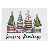 Christmas Book Lover Teacher Reading Season Xmas ラージペーパーバッグ (正面)