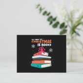 Christmas Books Bookworm Reading Xmas New Year Gif ポストカード (スタンド正面)