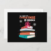 Christmas Books Bookworm Reading Xmas New Year Gif ポストカード (正面/裏面)