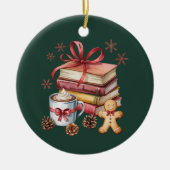 Christmas Books Gingerbread Books Cocoa Bookish セラミックオーナメント (正面)