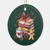 Christmas Books Gingerbread Books Cocoa Bookish セラミックオーナメント (左)