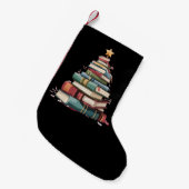 Christmas Books Tree Book Lover Teachers Bookworm  スモールクリスマスストッキング (正面 (吊り時))
