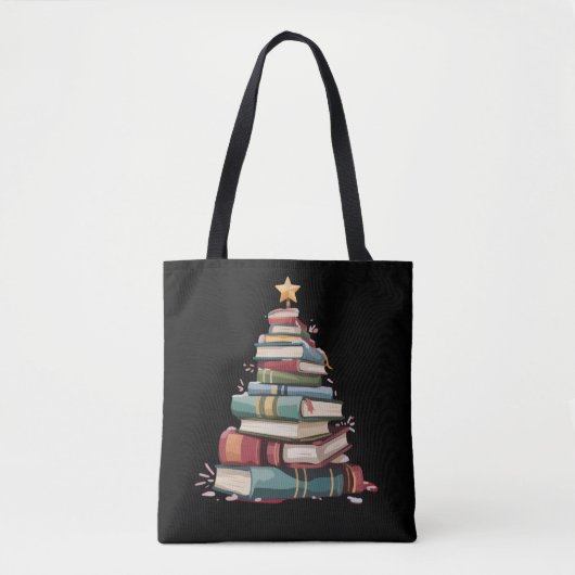 Christmas Books Tree Book Lover Teachers Bookworm トートバッグ (正面)