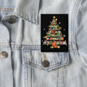Christmas Books Tree Book Lover Teachers Bookworm  缶バッジ (インサイチュ)