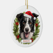 Christmas Border Collie Ceramic Circle Ornament セラミックオーナメント (右)