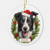 Christmas Border Collie Ceramic Circle Ornament セラミックオーナメント (左)