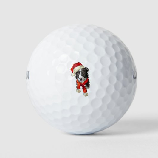 Christmas Border Collie dog ゴルフボール (正面)