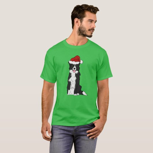 Christmas Border Collie retro Tシャツ (正面フル)