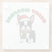 Christmas Boston Terrier Coaster: Merry Woofmas ガラスコースター (裏面)