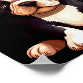 Christmas Boston Terrier Dog Santa Hat Funny Xmas  ポスター (角)