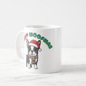 Christmas Boston Terrier Mug: Merry Woofmas コーヒーマグカップ (正面左)