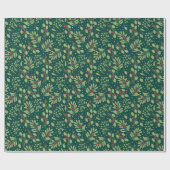 Christmas Botanical Greenery and Red Berries  ラッピングペーパー (フラット)