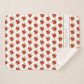 Christmas Botanical Holly Branches Poinsettias シェルパブランケット (正面(横))