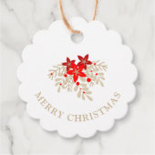 Christmas Botanical Holly Branches Poinsettias フェイバータグ (正面)