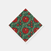 Christmas Botanical Red and Green Florals スタンダードカクテルナプキン (角)