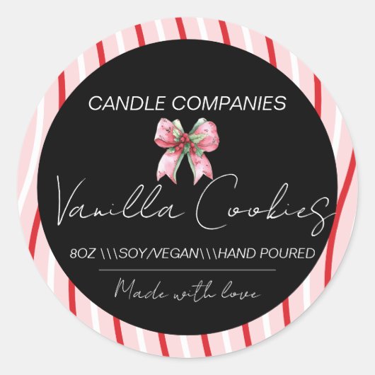 Christmas  Bow Candle Maker Business  ラウンドシール (正面)