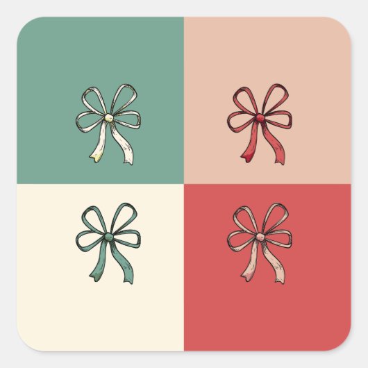 christmas bow conquette スクエアシール (正面)