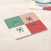 christmas bow conquette スクエアペーパーコースター (アングル)