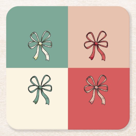 christmas bow conquette スクエアペーパーコースター (正面)