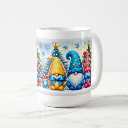 Christmas Bow Gnomes コーヒーマグカップ (正面右)