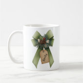 Christmas Bow Mug – Personalized Festive Name Mug コーヒーマグカップ (左)