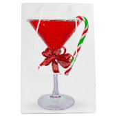 Christmas Bow On Martini Cocktail ミディアムペーパーバッグ (正面)
