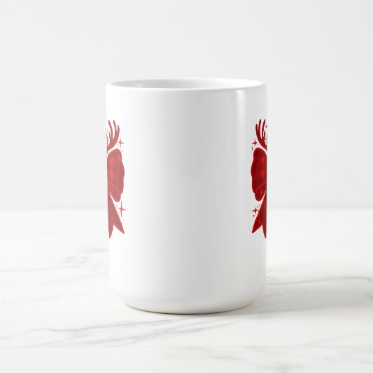 Christmas Bow Plaid Pattern Red モーフィングマグカップ (中央)