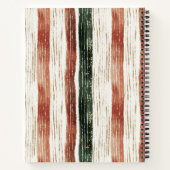 Christmas Bow Rustic Stripes Personalized ノートブック (裏面)