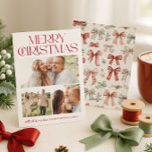 Christmas Bow Three Photo シーズンカード