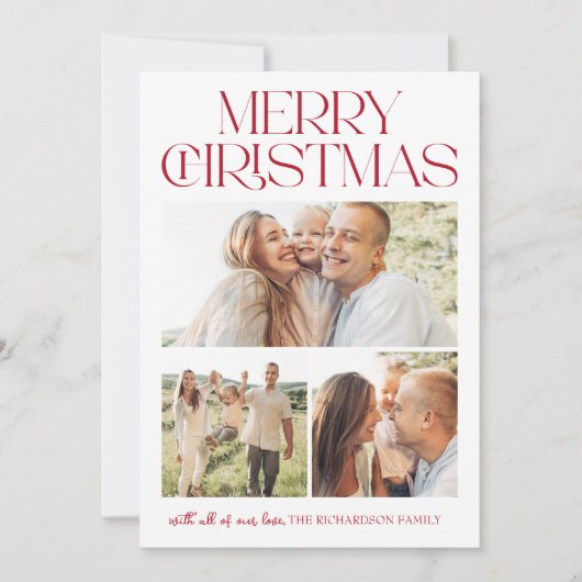 Christmas Bow Three Photo シーズンカード (正面)